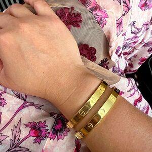 Love screw Bangle 18k real gold 16cm